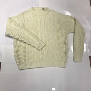 Men’s cream cable knit sweater.